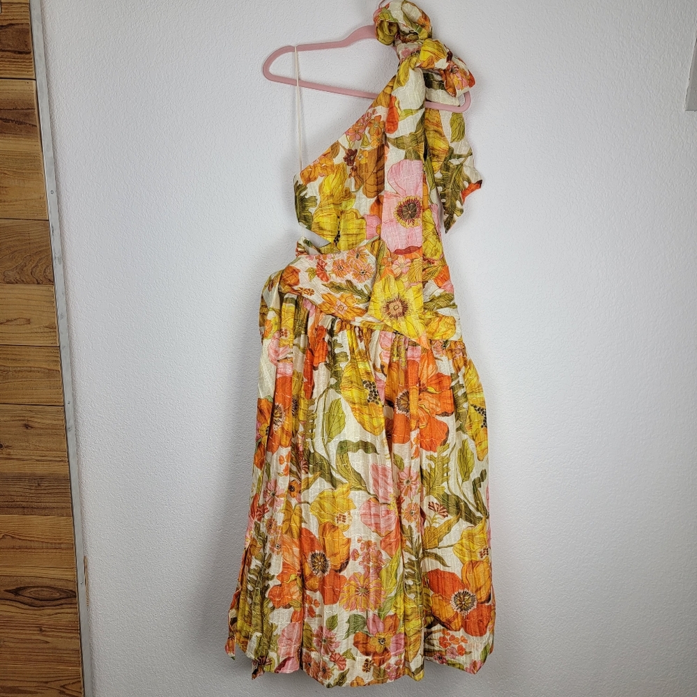 NWT Alemais Silas One Shoulder Floral Gown Orange 6 - Picture 8 of 17